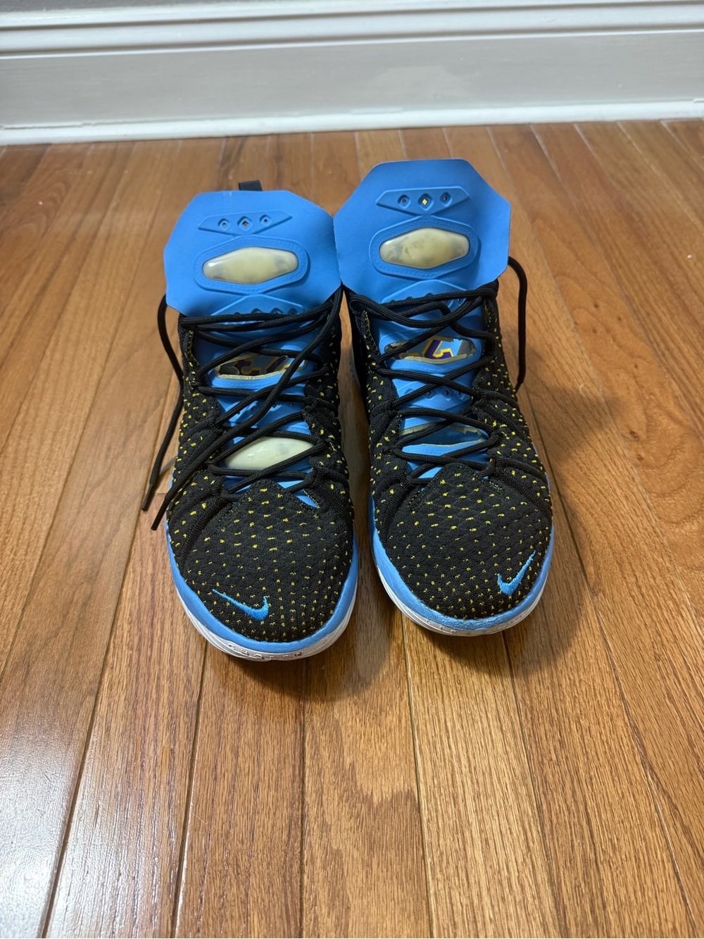 Nike LeBron James Black Sneakers with Bright Blue Accents